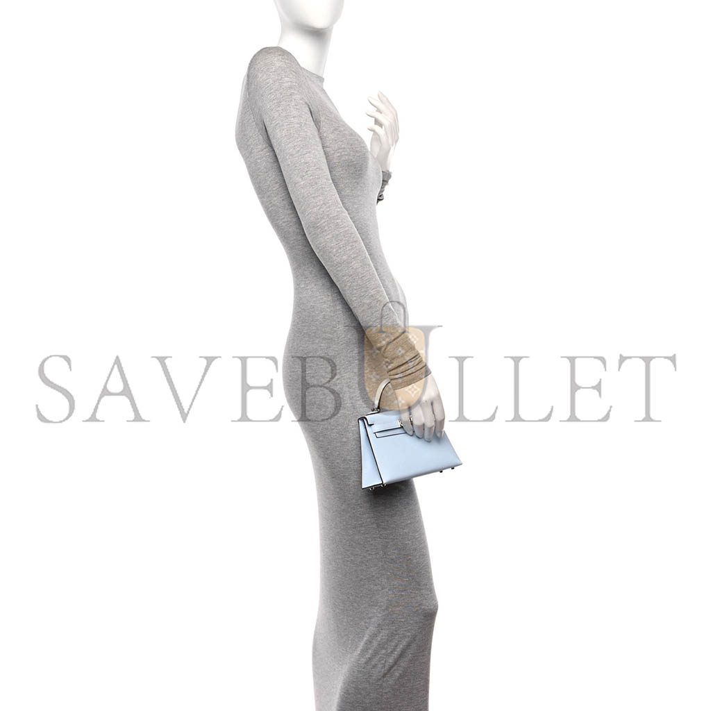 H**mes master mini kelly ii epsom haze blue silver buckle (19*12*5.5cm)